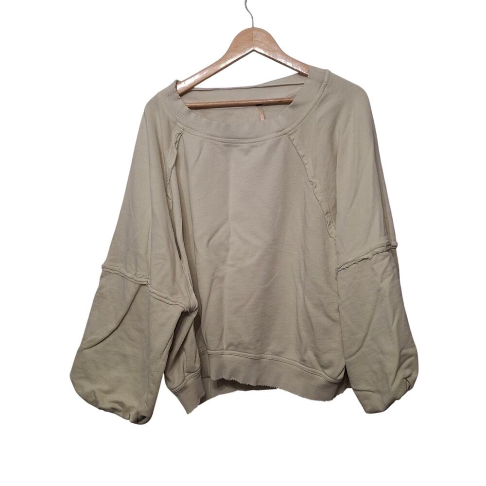 Women's Free People Sweet Deets Bell Sleeve Sweat Shirt Pull Over Large